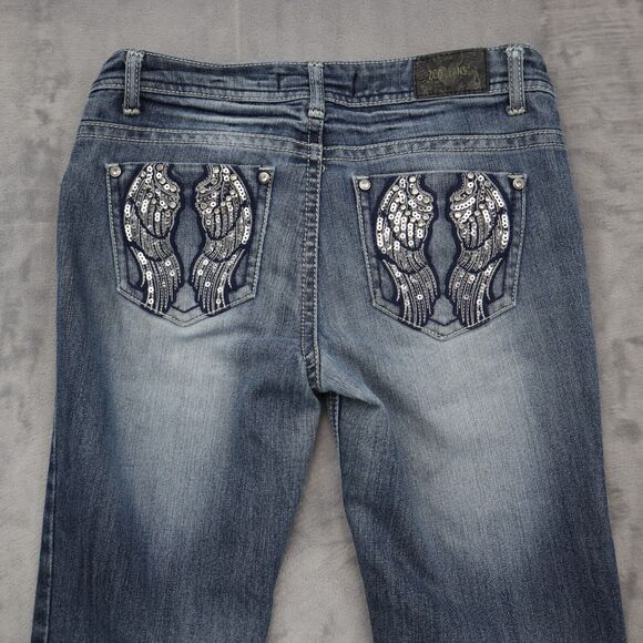 ZCO Pants Womens 9R Blue Denim Mid Rise Flat Front Bootcut Pockets Jeans - Picture 13 of 16